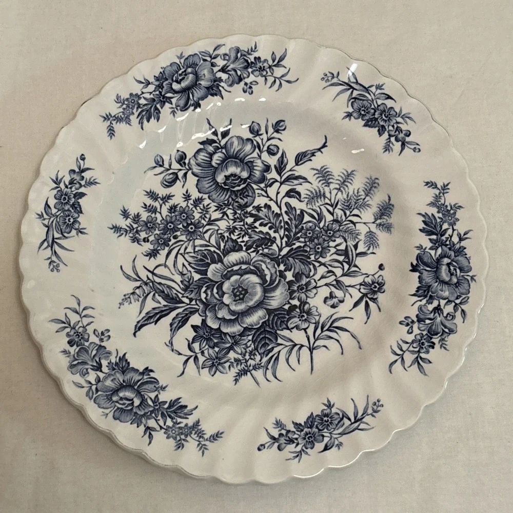 Staffordshire Beacon Hill by British Anchor Blue Salad Plates 8” - Set of 4